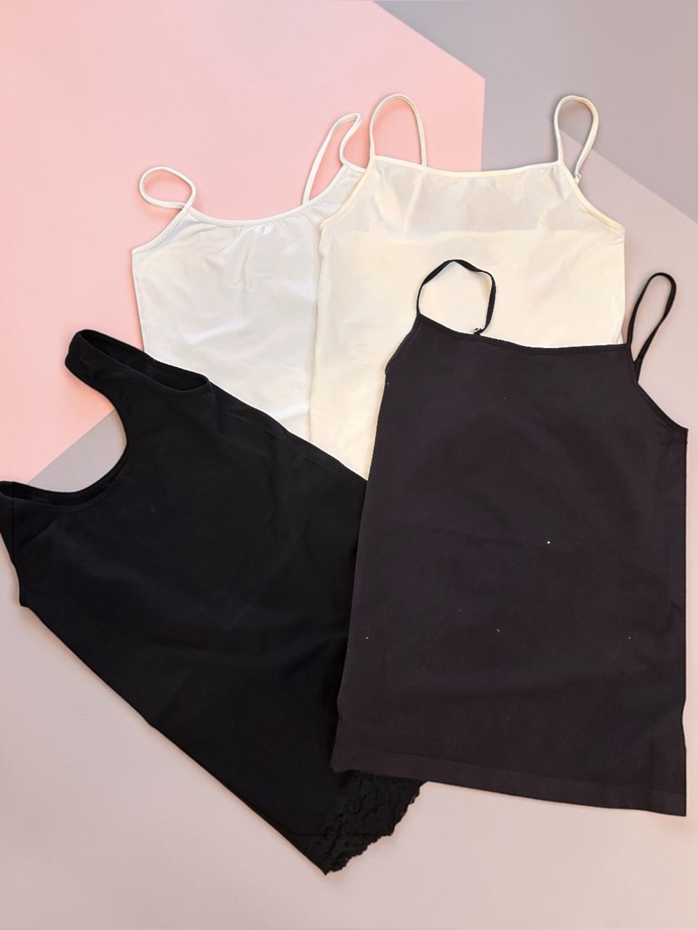 White and Black Spaghetti Strap Tank Tops Pack
